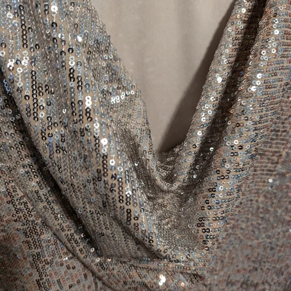 Calvin Klein Shimmering Gold Sequin Midi Dress - Picture 9 of 9